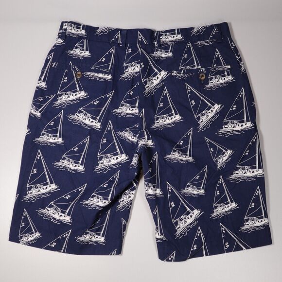 Brooks Brothers Mens 33 Bermuda Shorts Sailing Blue Boats Cotton 11” Inseam - Picture 2 of 7